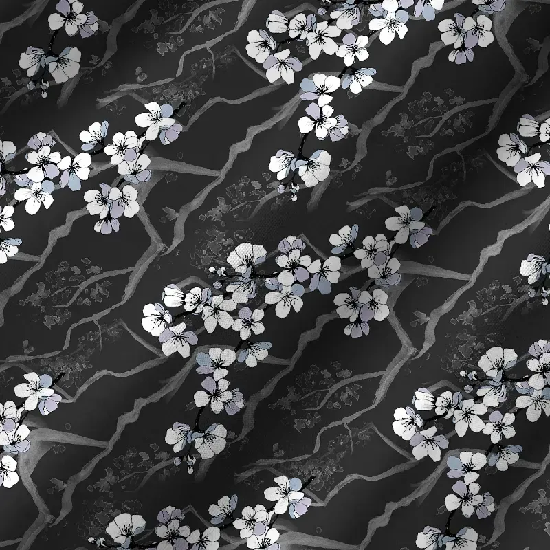 Tokyo-Tiger Sakura With Branches Cuban Collar Shirt