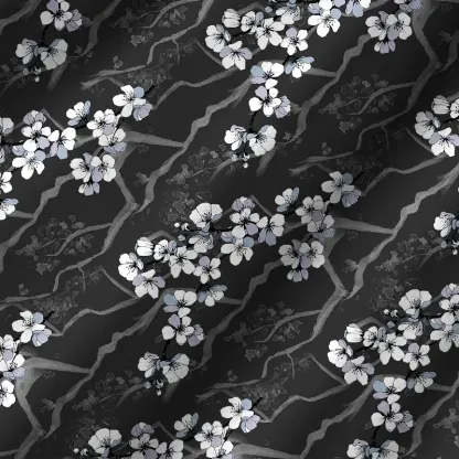 Tokyo-Tiger Sakura With Branches Cuban Collar Shirt