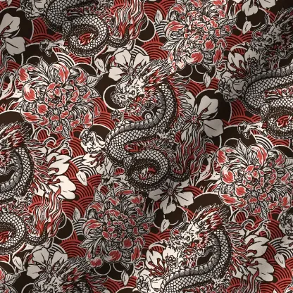 Tokyo-Tiger Japanese Retro Dragon Cuban Collar Shirt