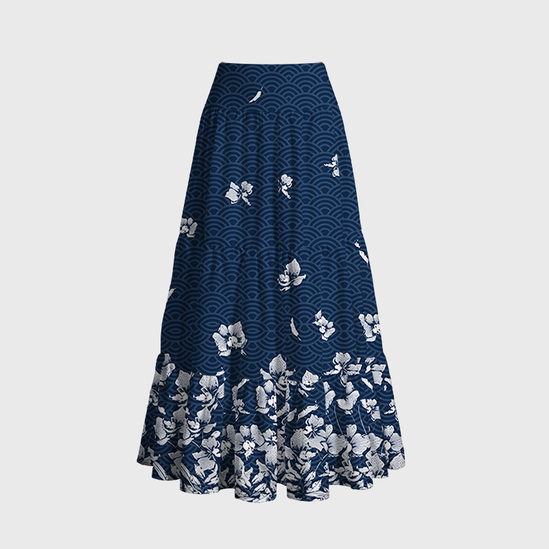 Tokyo-Tiger Falling Petals Maxi Skirt
