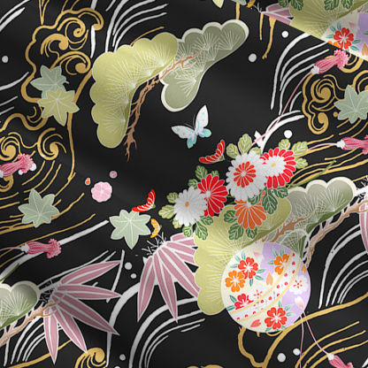 Tokyo-Tiger Floral And Cloud Maxi Skirt