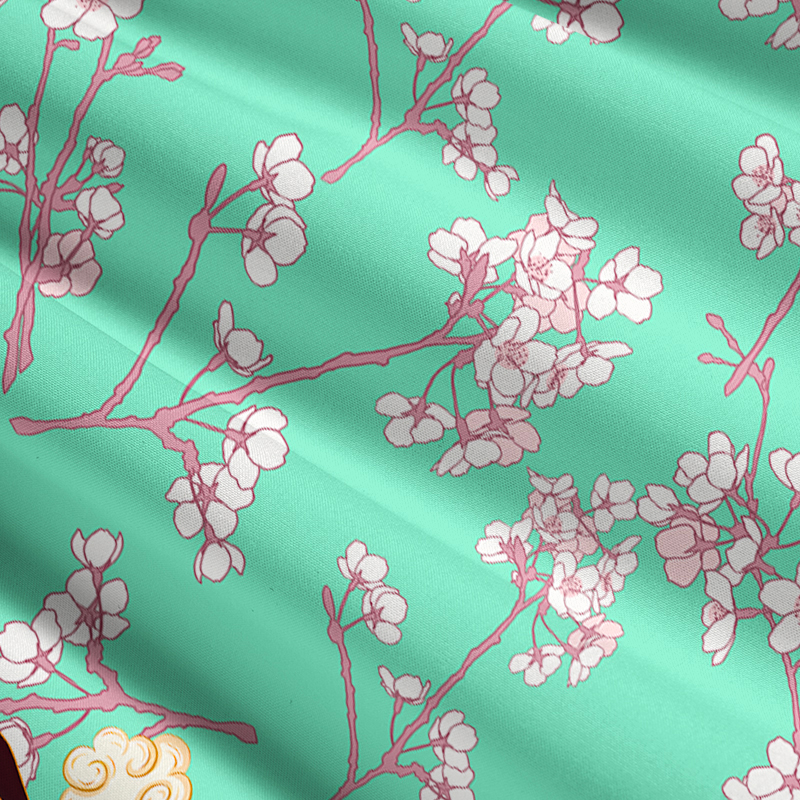 Tokyo-Tiger Cranes And Sakura Maxi Skirt