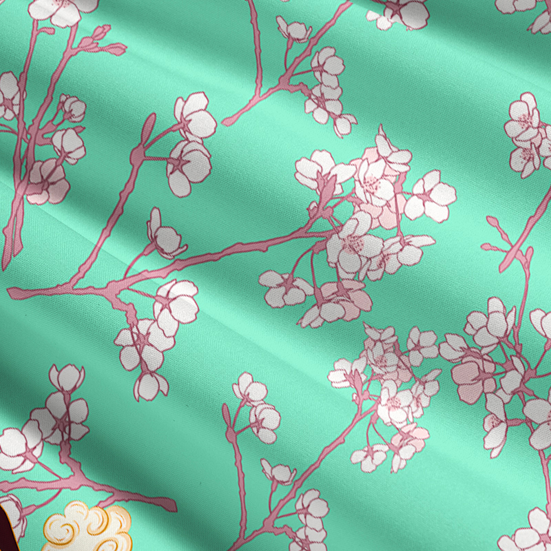 Tokyo-Tiger Cranes And Sakura Maxi Skirt