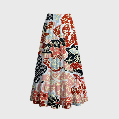 Tokyo-Tiger Floral Symphony Maxi Skirt