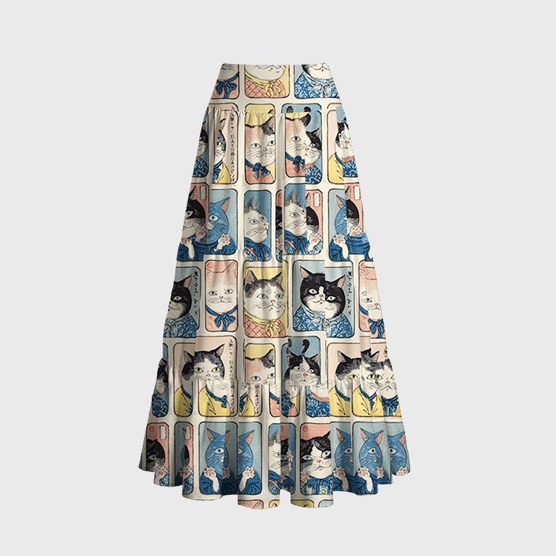 Tokyo-Tiger Many Cats Are Watching You Maxi Skirt