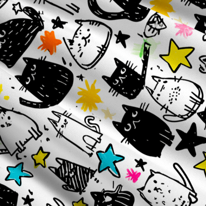 Tokyo-Tiger Cosmic Cat Doodles Maxi Skirt