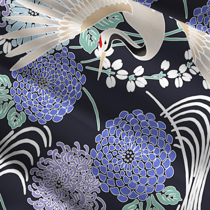 Tokyo-Tiger Cranes And Blooms Maxi Skirt