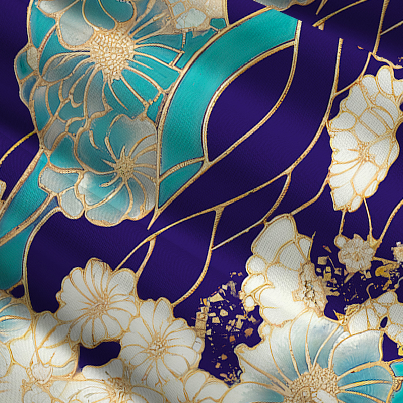 Tokyo-Tiger Gold Stroke Flowers Maxi Skirt