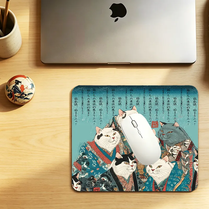 Tokyo-Tiger Formal Gathering of Ukiyo-e Cat Nobles Mouse Pad