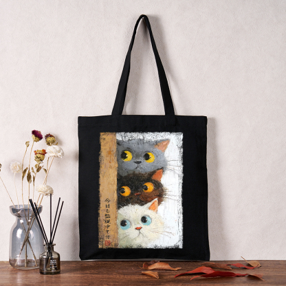 Tokyo-Tiger Three Cute Cats Watch You Tote Bag