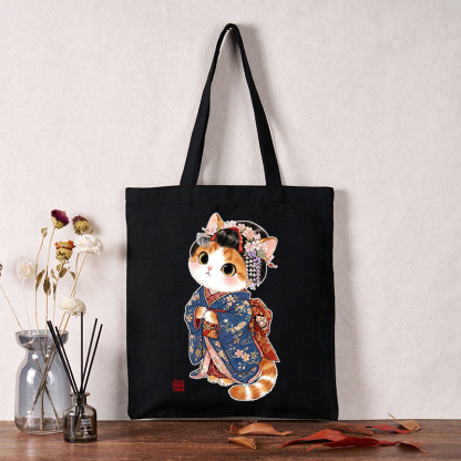Tokyo-Tiger Cat Dressed As A Geisha Funny Tote Bag