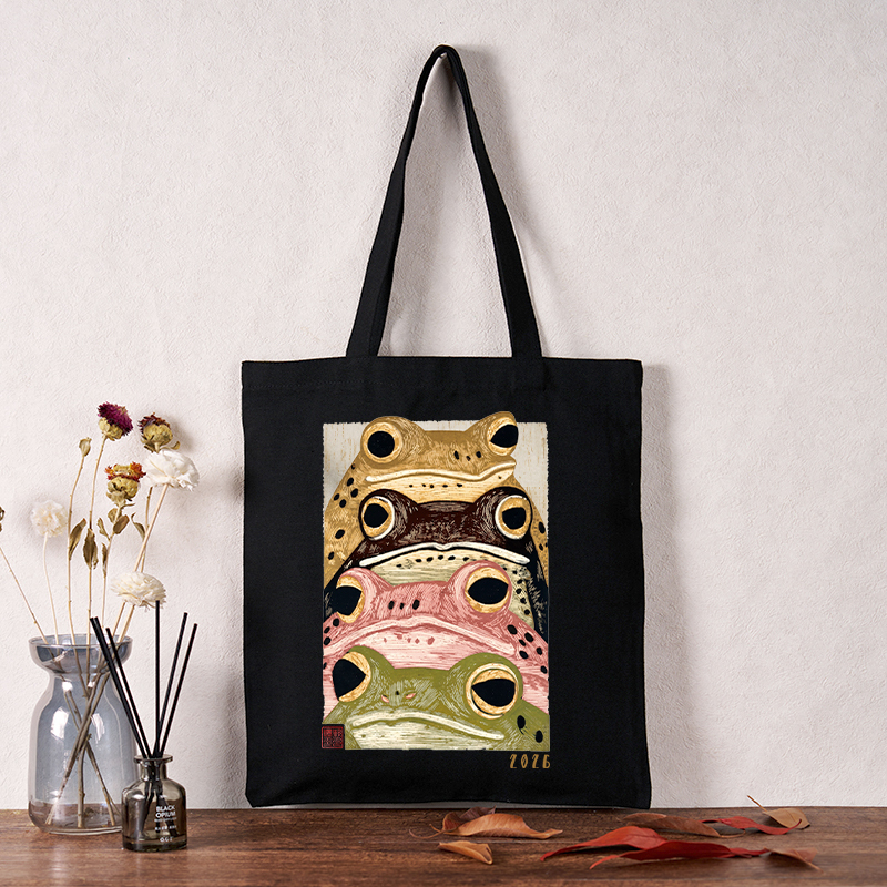 Tokyo-Tiger Whimsical Multi Colored Frog Art Tote Bag