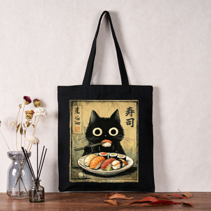Tokyo-Tiger Vintage Japanese Sushi Cat Tote Bag