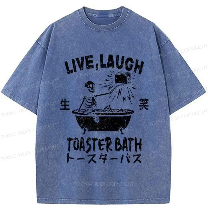 Tokyo-Tiger Funny Electric Shock Skeleton Washed T-Shirt Sale