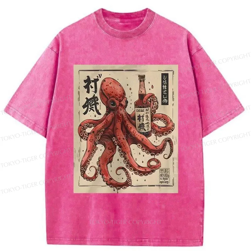 Tokyo-Tiger Osaka Saké Octopus Washed T-Shirt