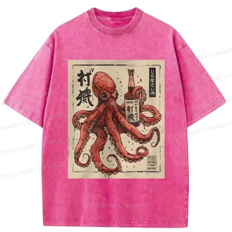 Tokyo-Tiger Osaka Saké Octopus Washed T-Shirt