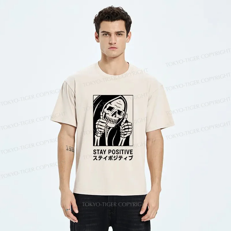 Tokyo-Tiger Stay Positive Skeleton Washed T-Shirt