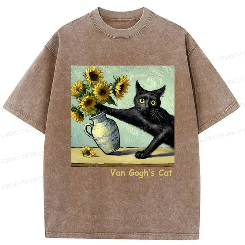 Tokyo-Tiger Van Gogh's Naughty Cat Washed T-Shirt