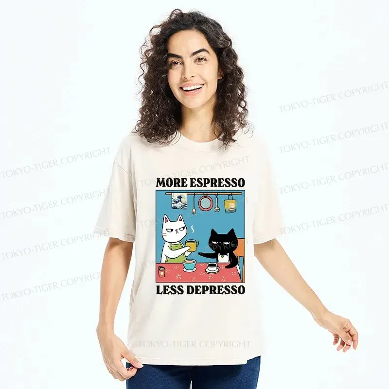 Tokyo-Tiger More Espresso Less Depresso Washed T-Shirt
