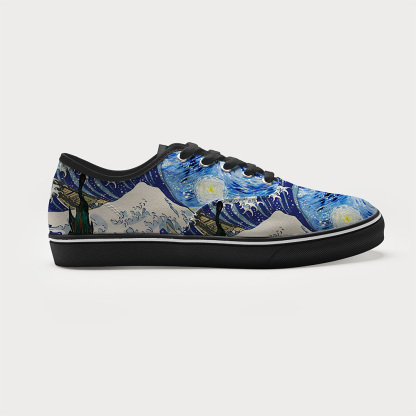 Tokyo-Tiger Waves Under The Starry Night Canvas Shoes