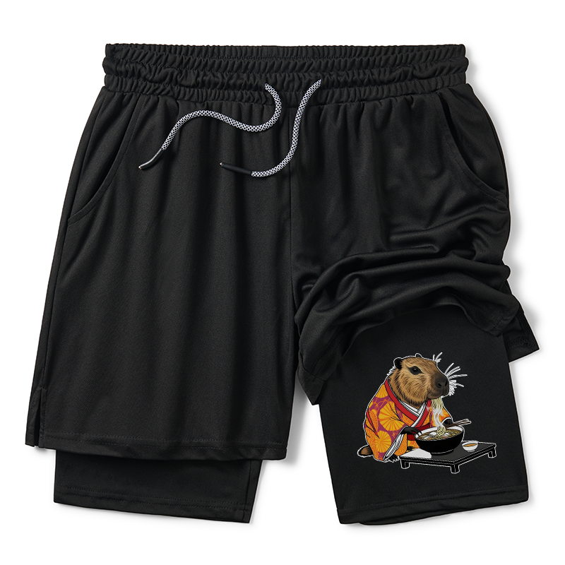 Tokyo-Tiger Cute Capybara Eating Ramen Training Shorts