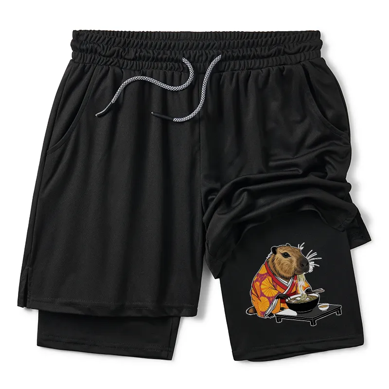 Tokyo-Tiger Cute Capybara Eating Ramen Training Shorts Sale