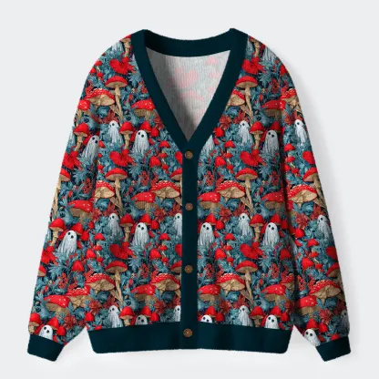 Tokyo-Tiger Mystical Mushrooms And Ghostly Whispers Ugly Cardigan Sweater