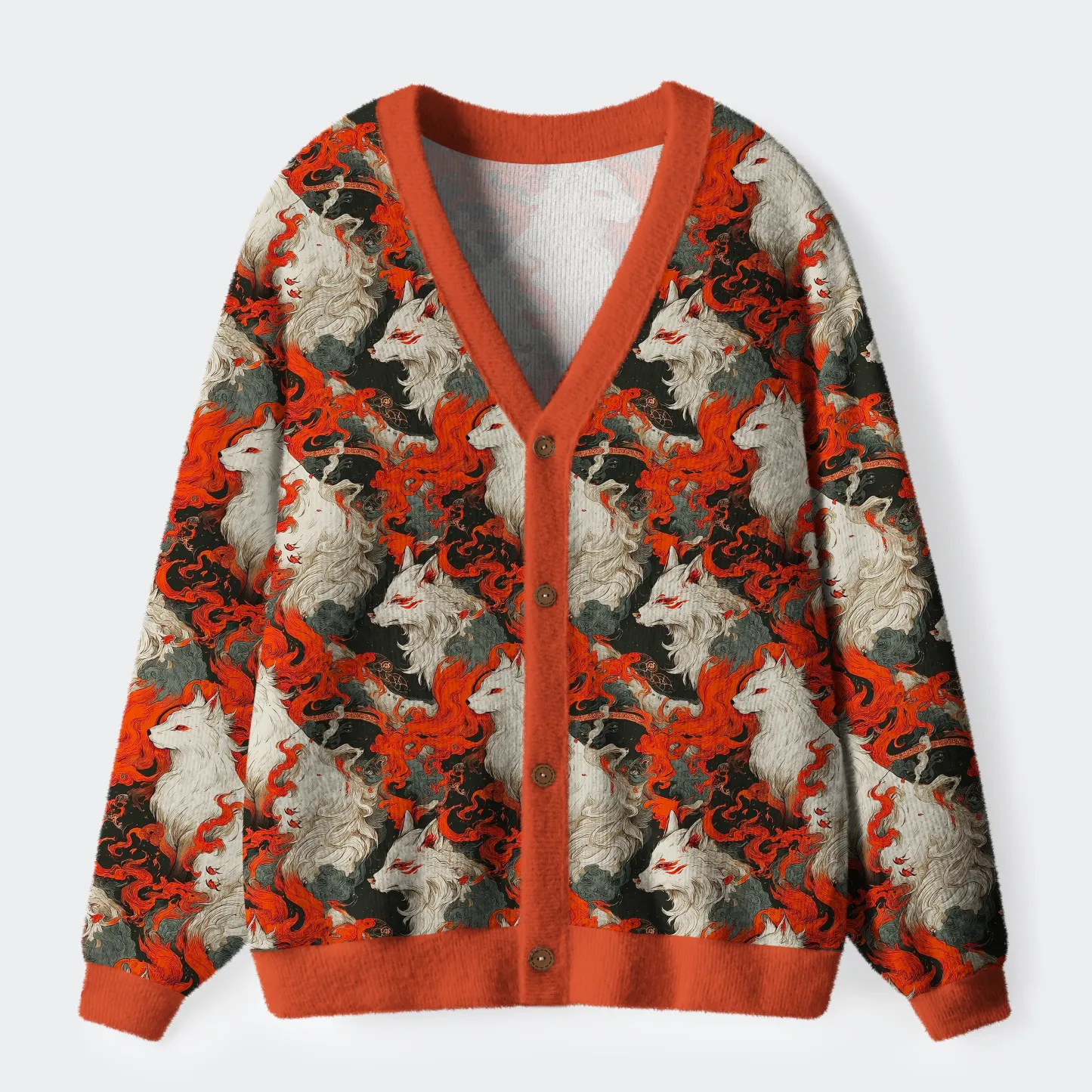 Tokyo-Tiger Whispers Of The Fiery Fox Ugly Cardigan Sweater
