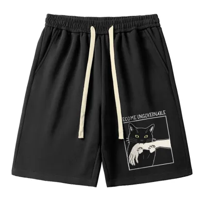 Tokyo-Tiger Black Cat Biting Unisex Shorts
