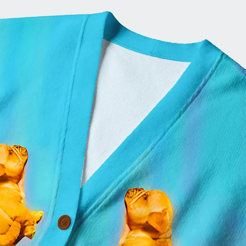 Tokyo-Tiger Funny Dog：Goodbye Earth Hello Chaos Ugly Cardigan Sweater