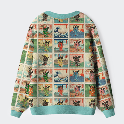 Tokyo-Tiger Mothra’s Journey Through Ukiyo-e Dreams Ugly Cardigan Sweater
