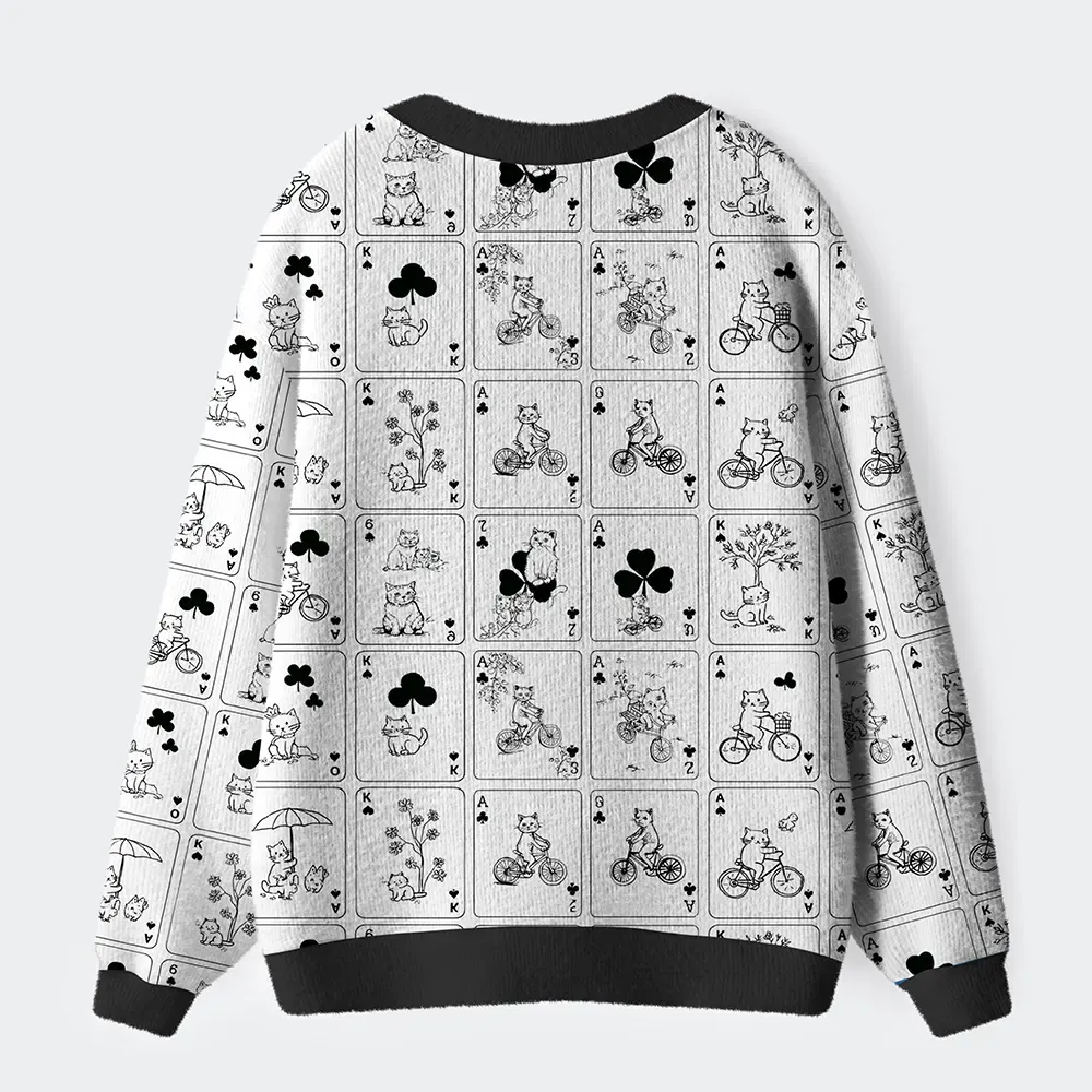 Tokyo-Tiger Cats On Playing Cards Ugly Cardigan Sweater