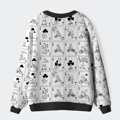 Tokyo-Tiger Cats On Playing Cards Ugly Cardigan Sweater