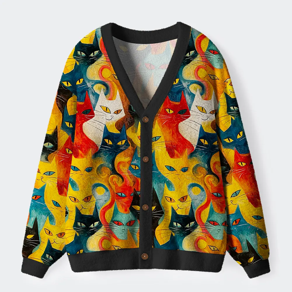 Tokyo-Tiger Mechanical Cats Are All Watching You Ugly Cardigan Sweater