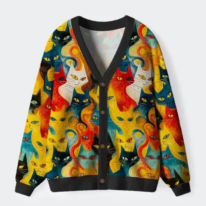 Tokyo-Tiger Mechanical Cats Are All Watching You Ugly Cardigan Sweater