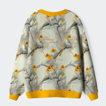 Tokyo-Tiger Golden Monkeys In Ink Wash Elegance Ugly Cardigan Sweater