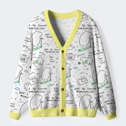 Tokyo-Tiger Capybara Is Ready To Do Something Bad Ugly Cardigan Sweater