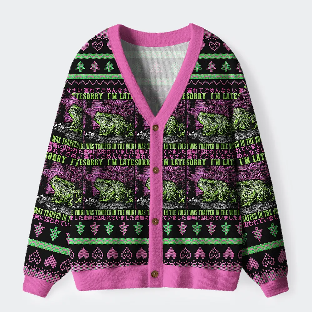 Tokyo-Tiger Frogs Trapped In The Void Ugly Cardigan Sweater