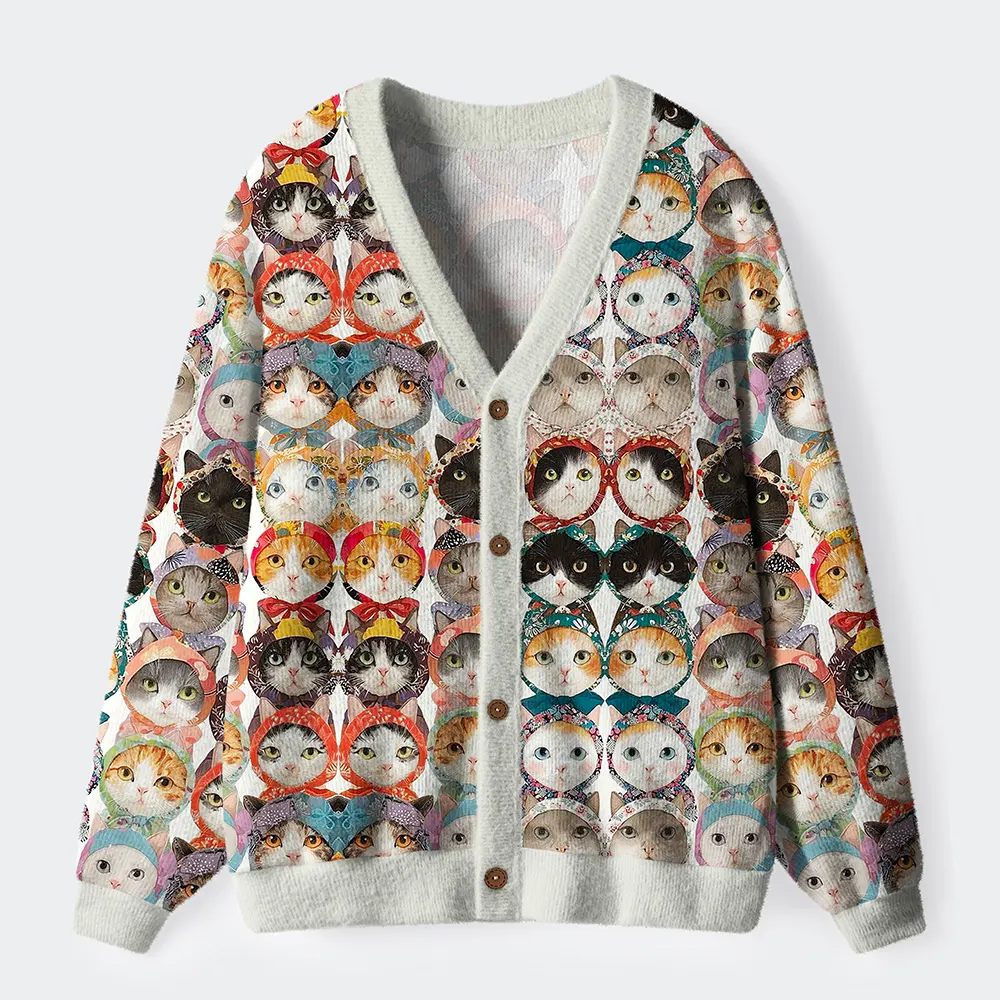 Tokyo-Tiger The Hat-Wearing Cat Collection Ugly Cardigan Sweater