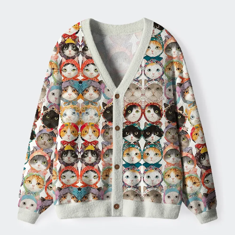 Tokyo-Tiger The Hat-Wearing Cat Collection Ugly Cardigan Sweater