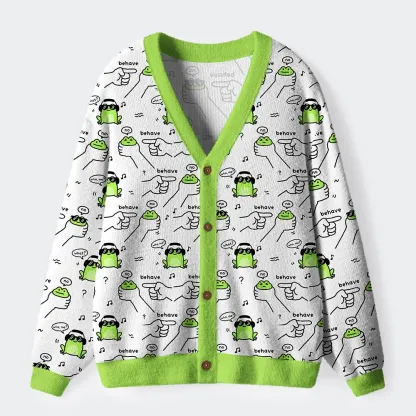 Tokyo-Tiger Dishonest Frog Ugly Cardigan Sweater