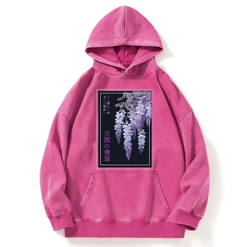 Tokyo-Tiger Wisteria Jpanese Flowers Poster Washed Hoodie