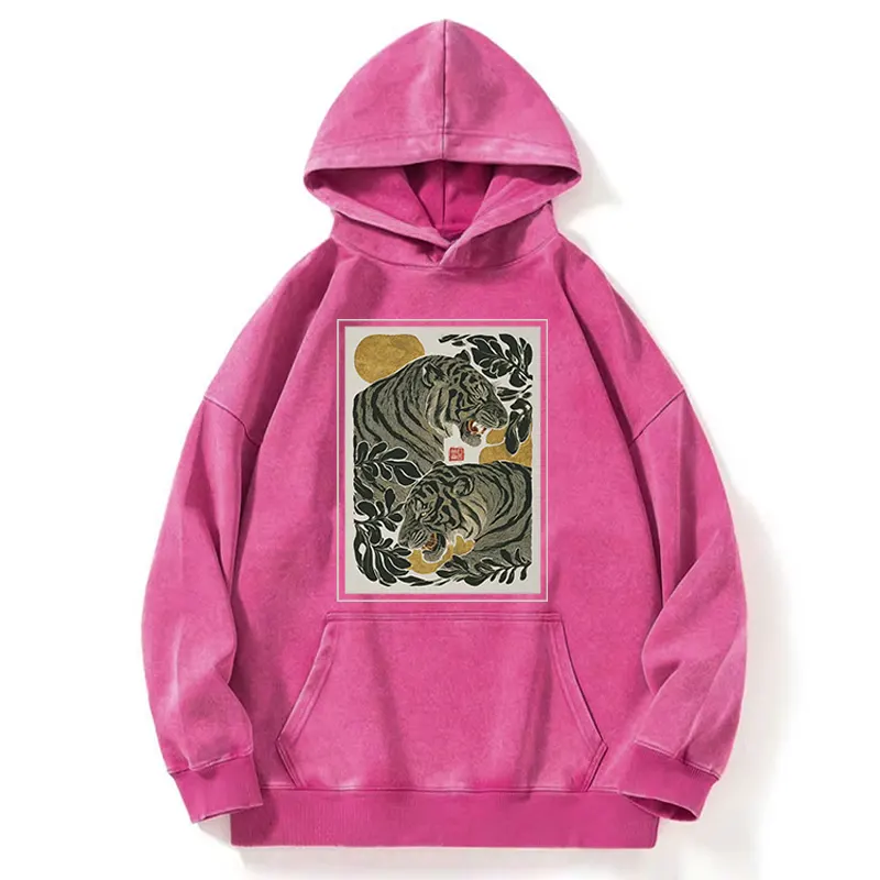 Tokyo-Tiger Woodcut Tiger Washed Hoodie