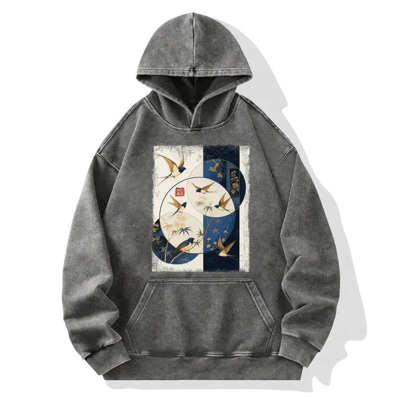 Tokyo-Tiger Swallows Among The Bamboo Washed Hoodie