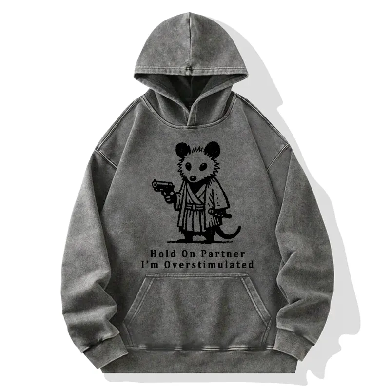 Tokyo-Tiger Funny Possum Samurai Washed Hoodie