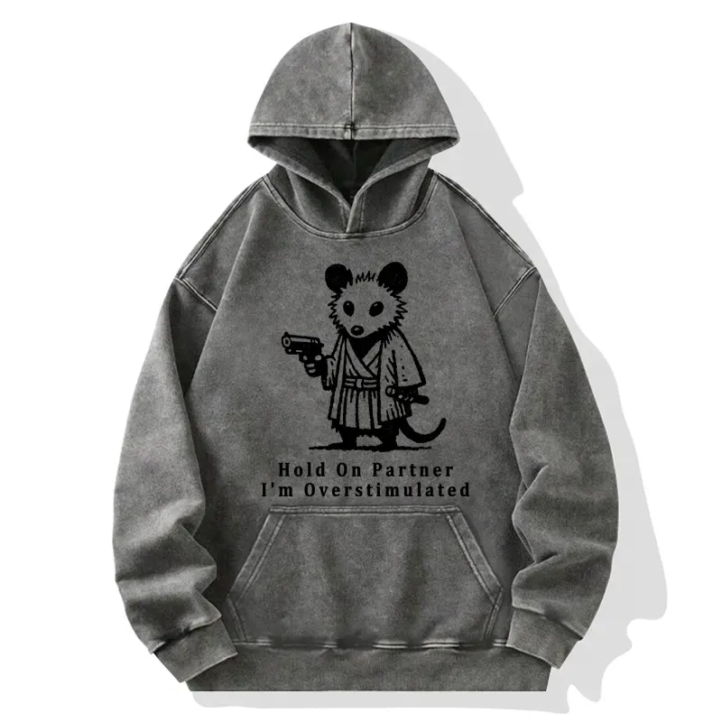 Tokyo-Tiger Funny Possum Samurai Washed Hoodie