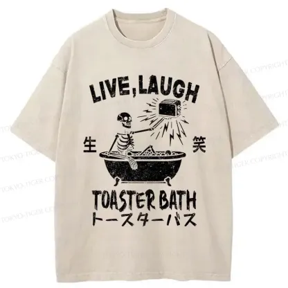 Tokyo-Tiger Funny Electric Shock Skeleton Washed T-Shirt