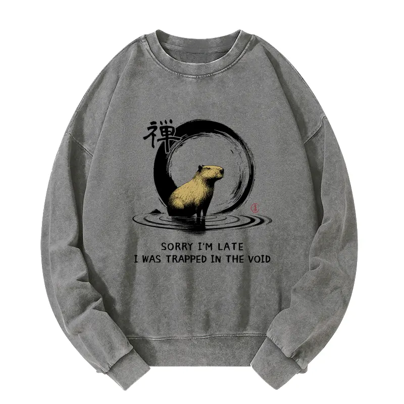 Tokyo-Tiger Zen Capybara Was Trapped In The Void Washed Sweatshirt