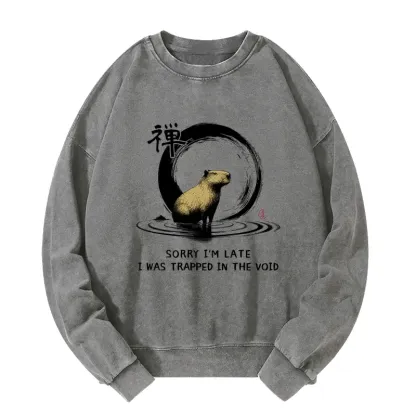 Tokyo-Tiger Zen Capybara Was Trapped In The Void Washed Sweatshirt