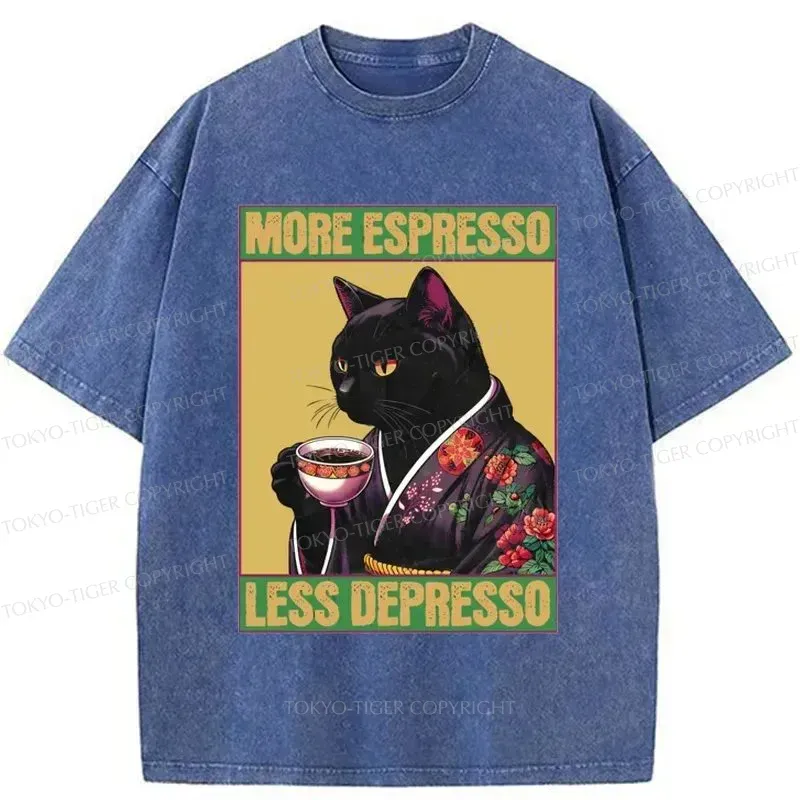 Tokyo-Tiger Up Caffeine Down Depression Washed T-Shirt